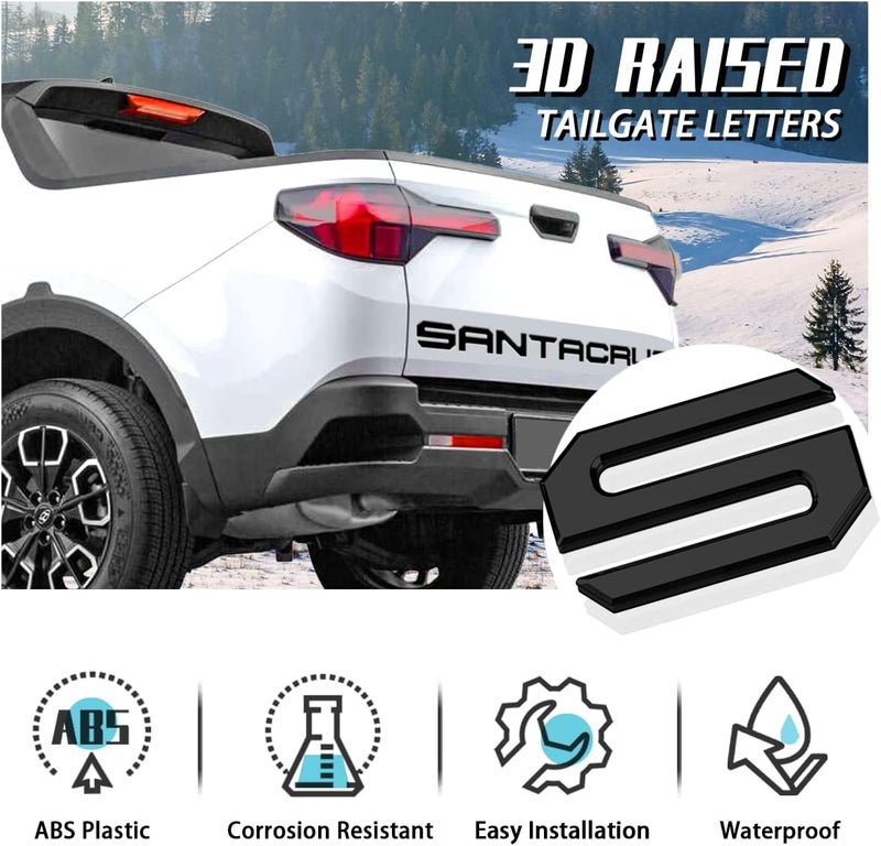 HMHN Tailgate Inserts Letters Compatible for 2022 2023 2024 2025 2026 Santa Cruz 3D Raised & Strong Adhesive Decals Letters Rear Emblem Decal Sticker Compatible for Santa Cruz Accessories-Matte Black - Image 5